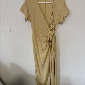 Monki Muted Yellow Wrap Dress